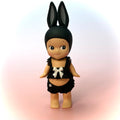 Black Ruffle Two Piece Set with White Bow