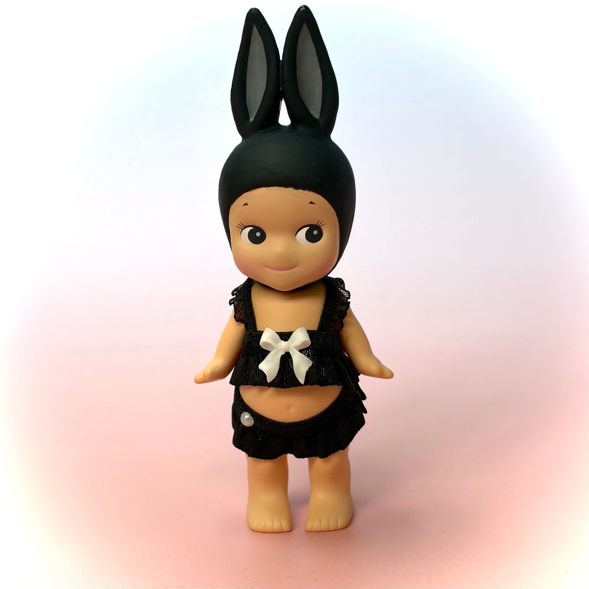 Black Ruffle Two Piece Set with White Bow